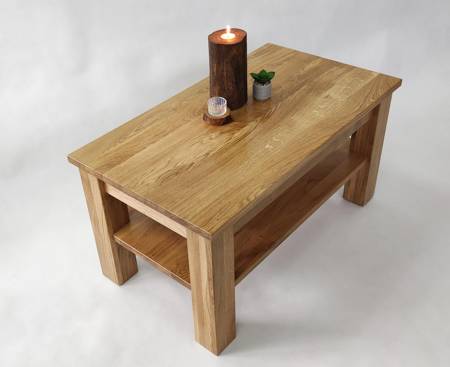 Stolik do salonu z półką - ława z drewna dębowego